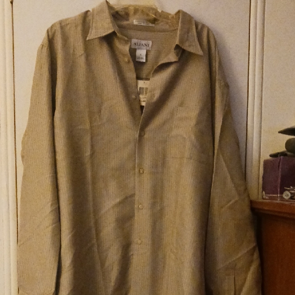 Alfani Men's Beige Button Down Shirt
